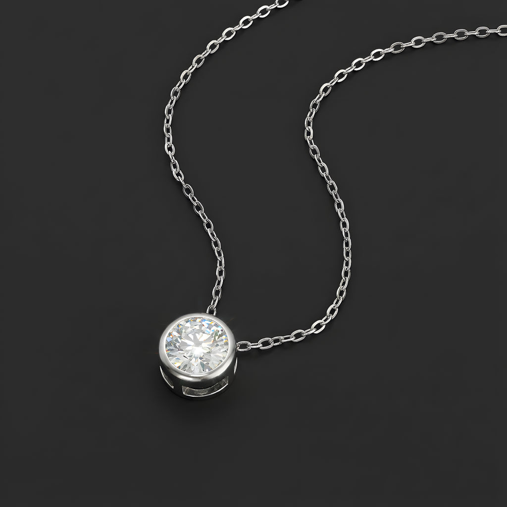 Collier en Argent S925 Plaqué Platine avec Moissanite 1 Carat
