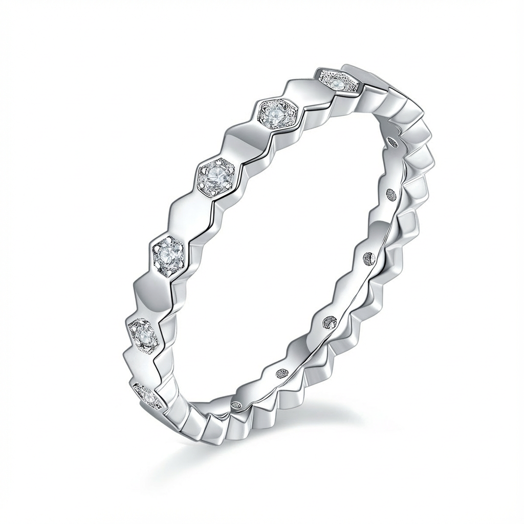 Danse de l’Abeille entre Lumière et Ombre Bague Moissanite en Argent S925