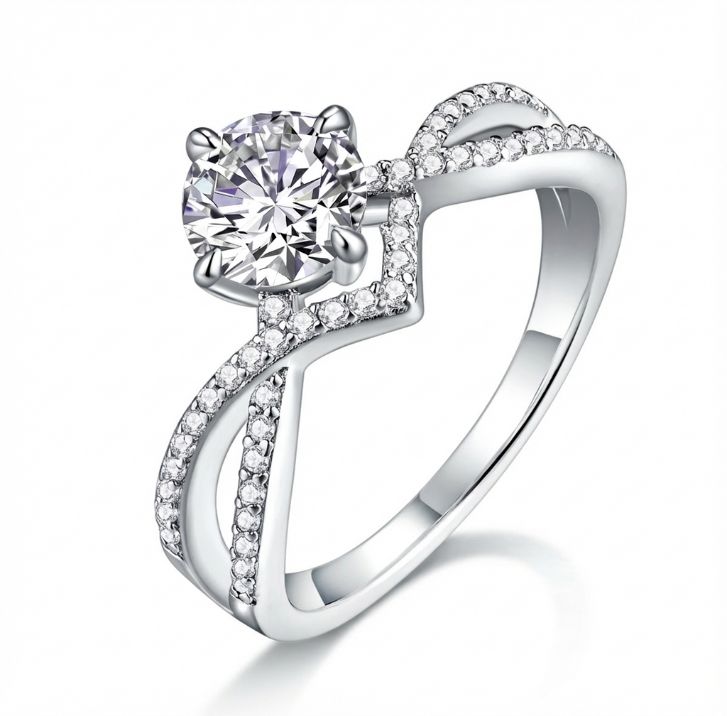 Vœu Sacré Bague Moissanite en Argent S925, 2 Carats