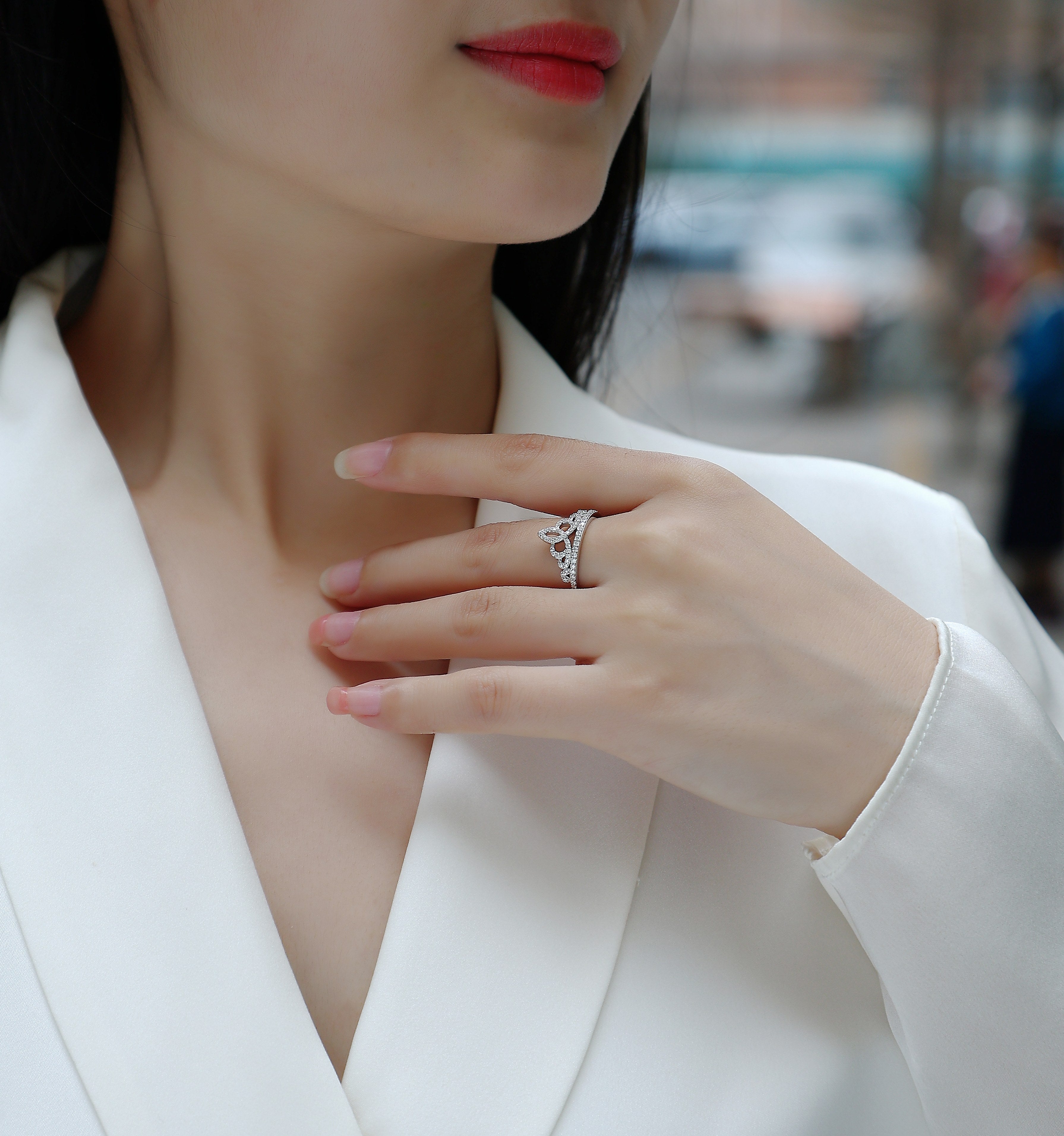 Une Romance Estivale Animée Bague Moissanite en Argent S925