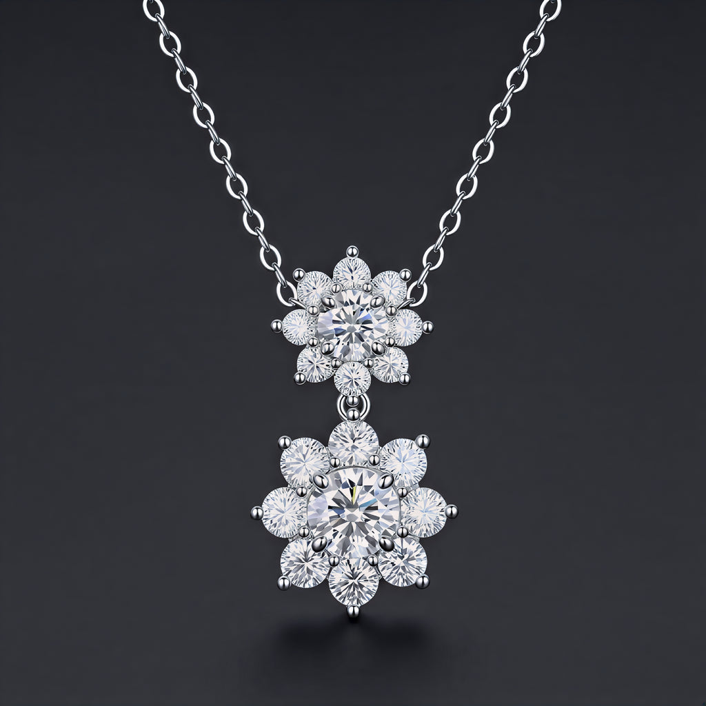 Langage de la Fleur du Soleil Collier Pendentif Moissanite en Argent S925