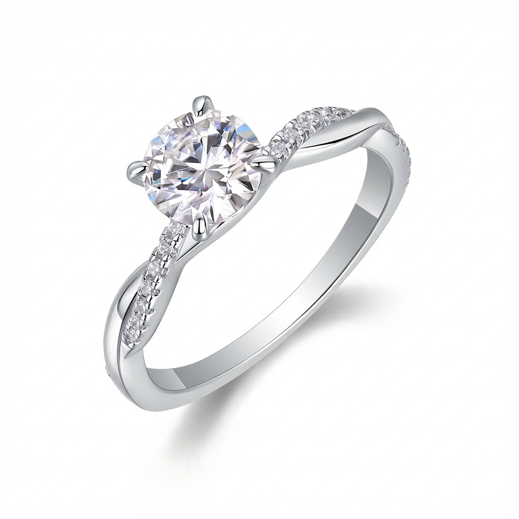 Dans l’Attente de Ton Retour Bague Moissanite en Argent S925, 1 Carat