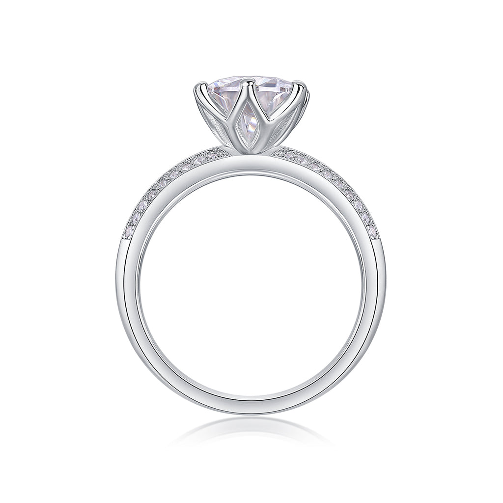 Bonheur Comme Une Fleur Bague Moissanite en Argent S925, 1 Carat