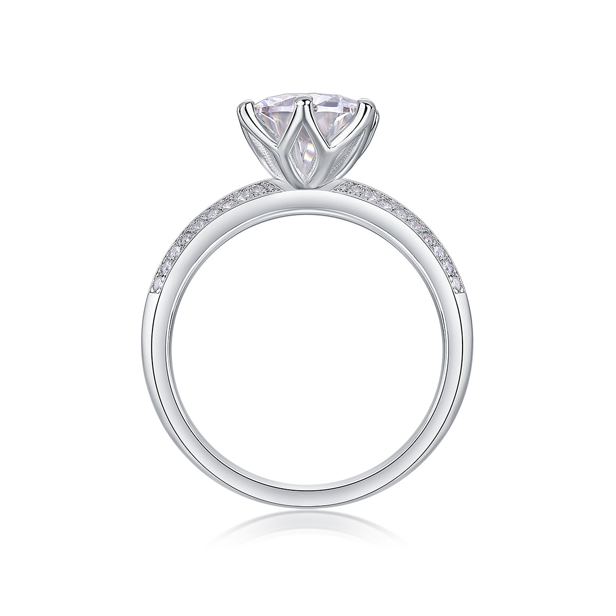 Bonheur Comme Une Fleur Bague Moissanite en Argent S925, 1 Carat
