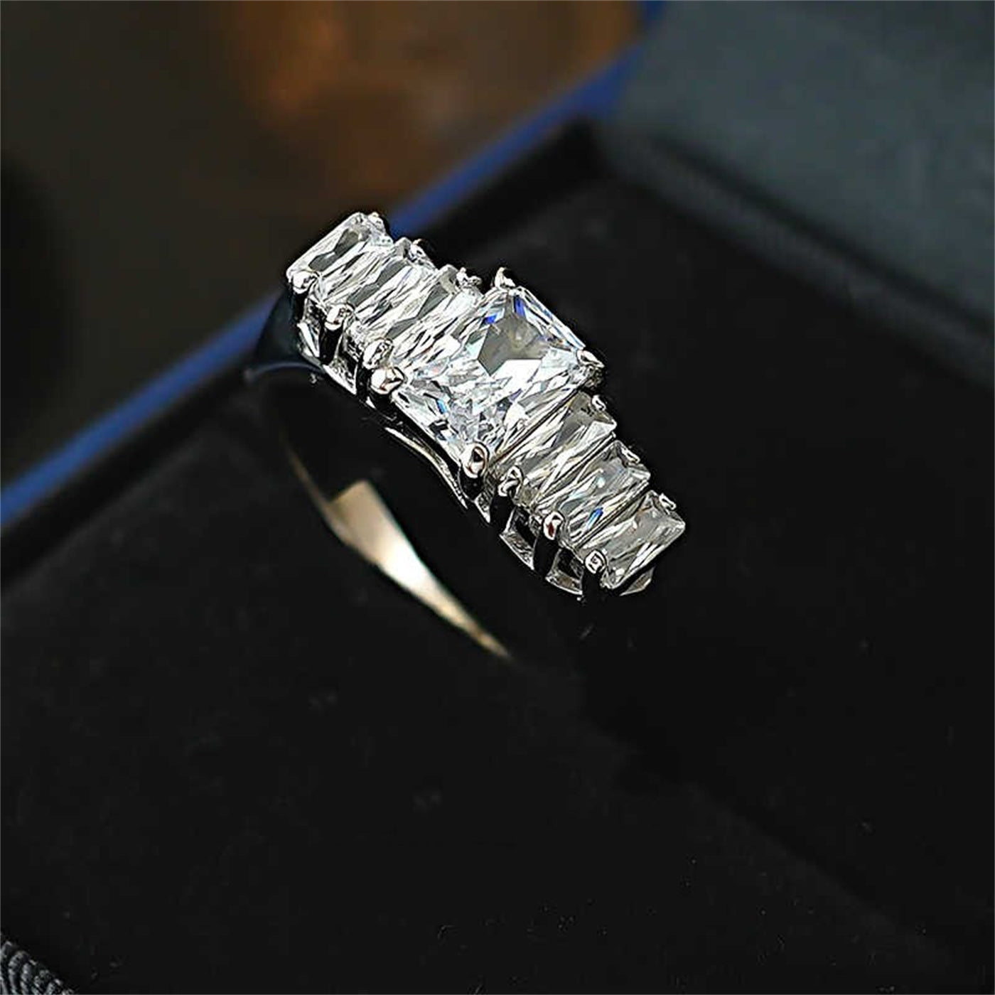 925 Silver Row Diamond Ring Finger