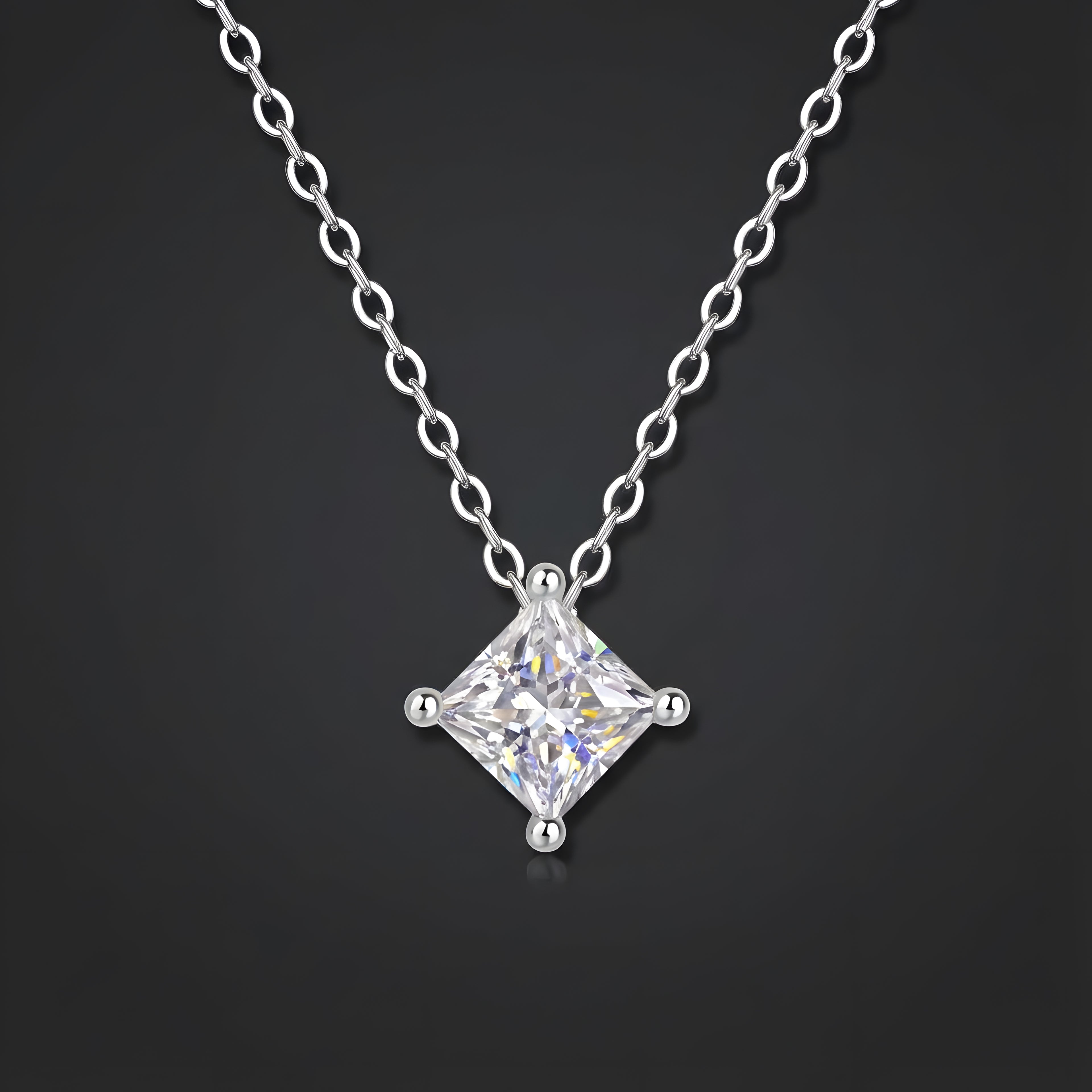 Rester Ensemble Collier Pendentif Moissanite en Argent S925