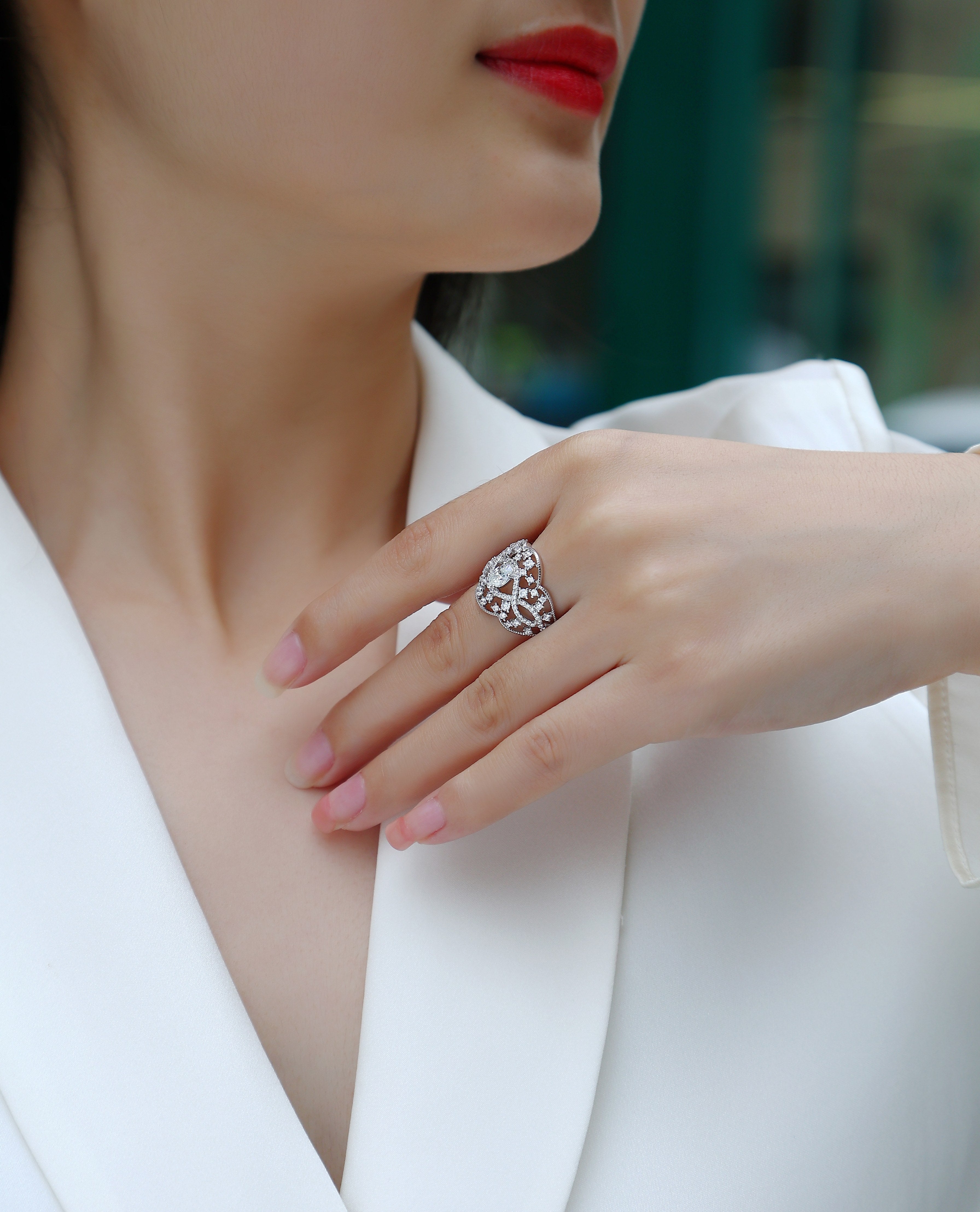 Valse au Clair de Lune Bague Moissanite en Argent S925