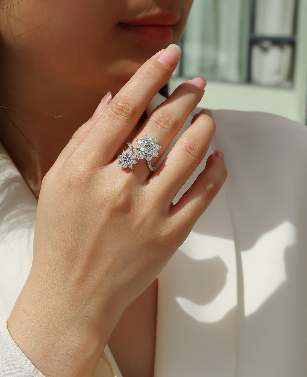 Rosée du Matin sur Pétale Bague Moissanite 1 Carat en Argent S925