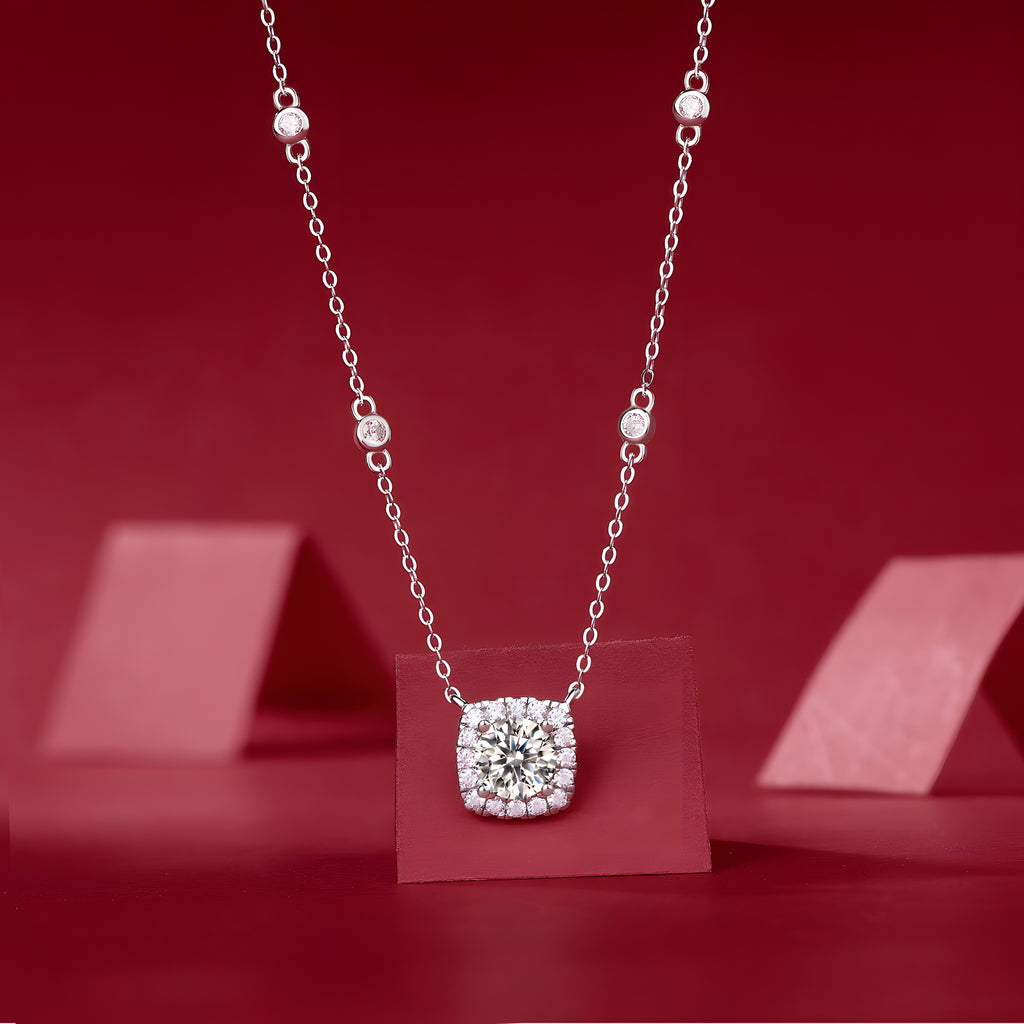 Le Destin dans les Rêves Collier Pendentif Moissanite en Argent S925