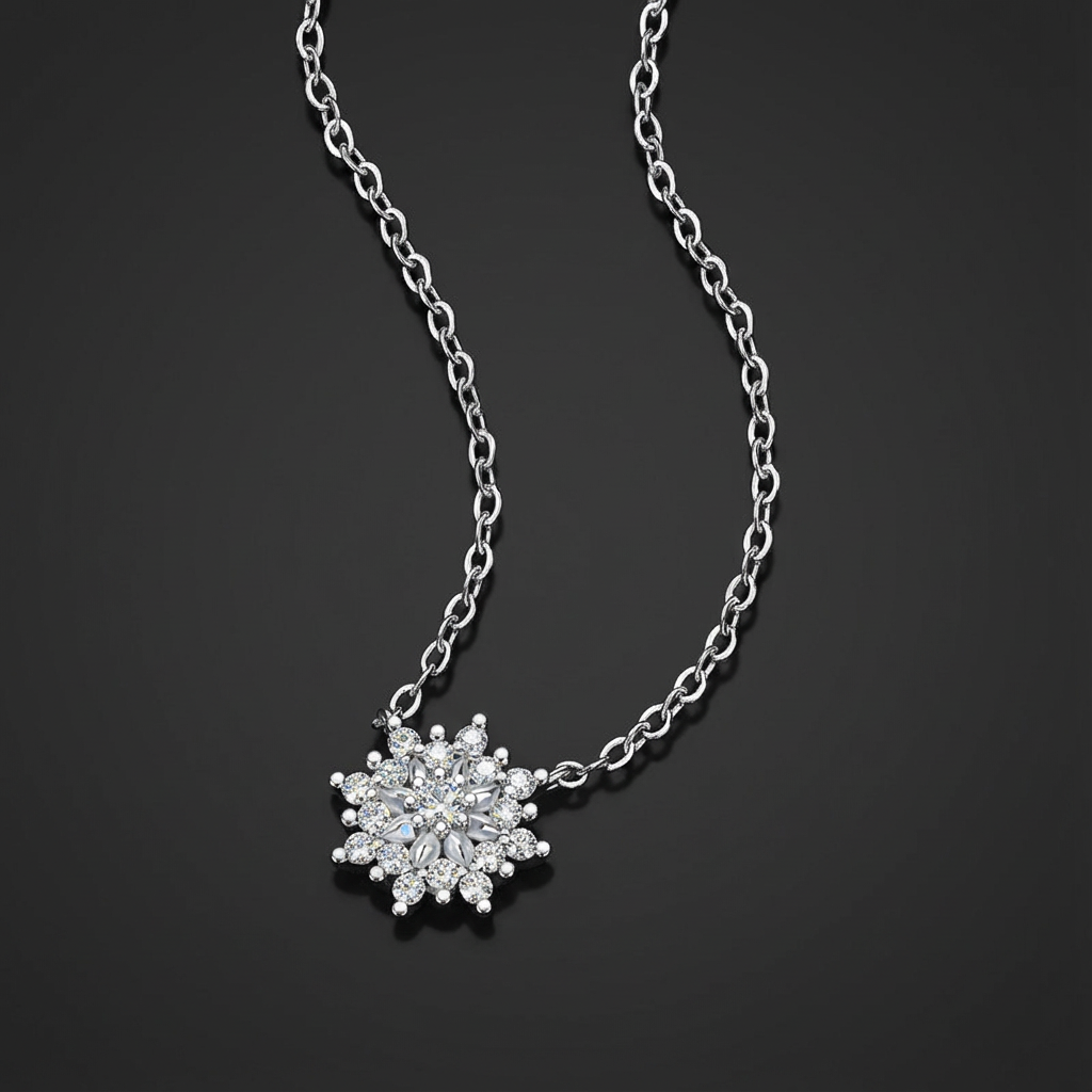Pendentif Tournesol Mode Moissanite en Argent