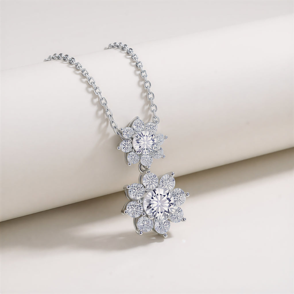 Langage de la Fleur du Soleil Collier Pendentif Moissanite en Argent S925