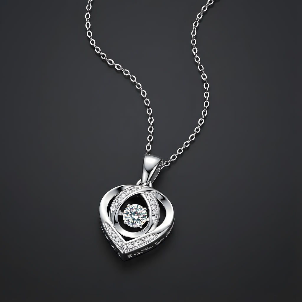 Avec Toi dans Mon Cœur Collier Pendentif Moissanite en Argent S925