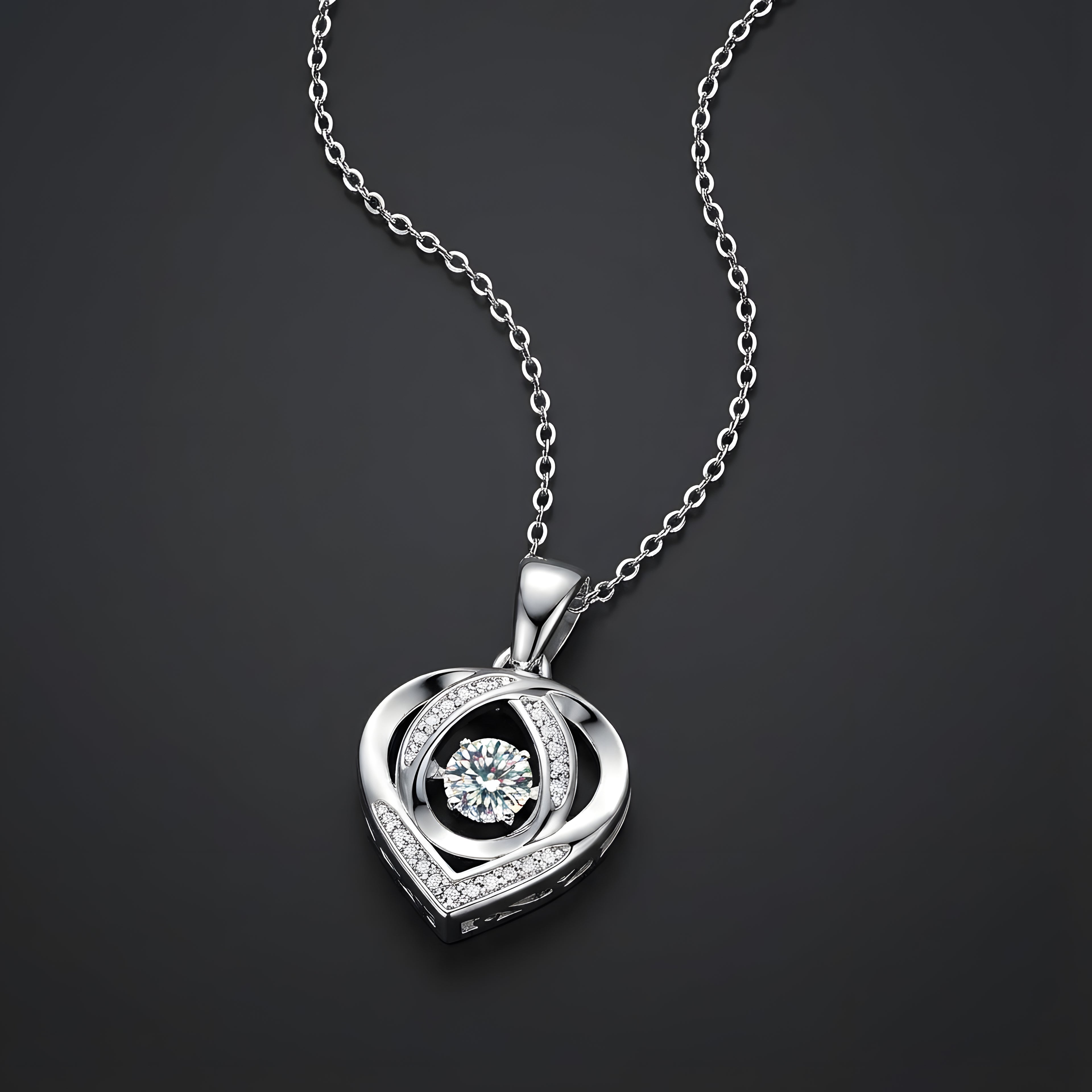 Avec Toi dans Mon Cœur Collier Pendentif Moissanite en Argent S925