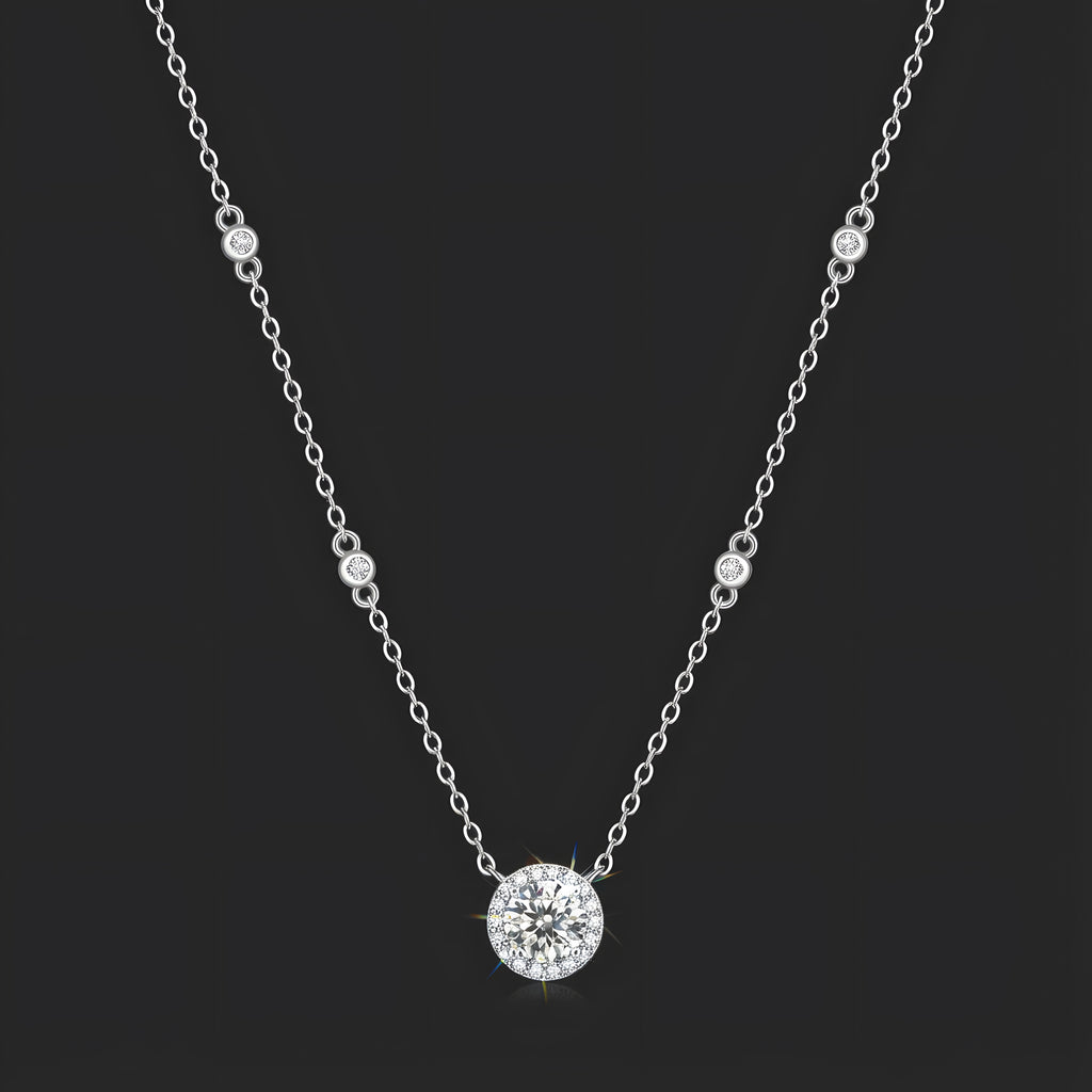 Scintillement des Étoiles Collier Pendentif Moissanite en Argent S925