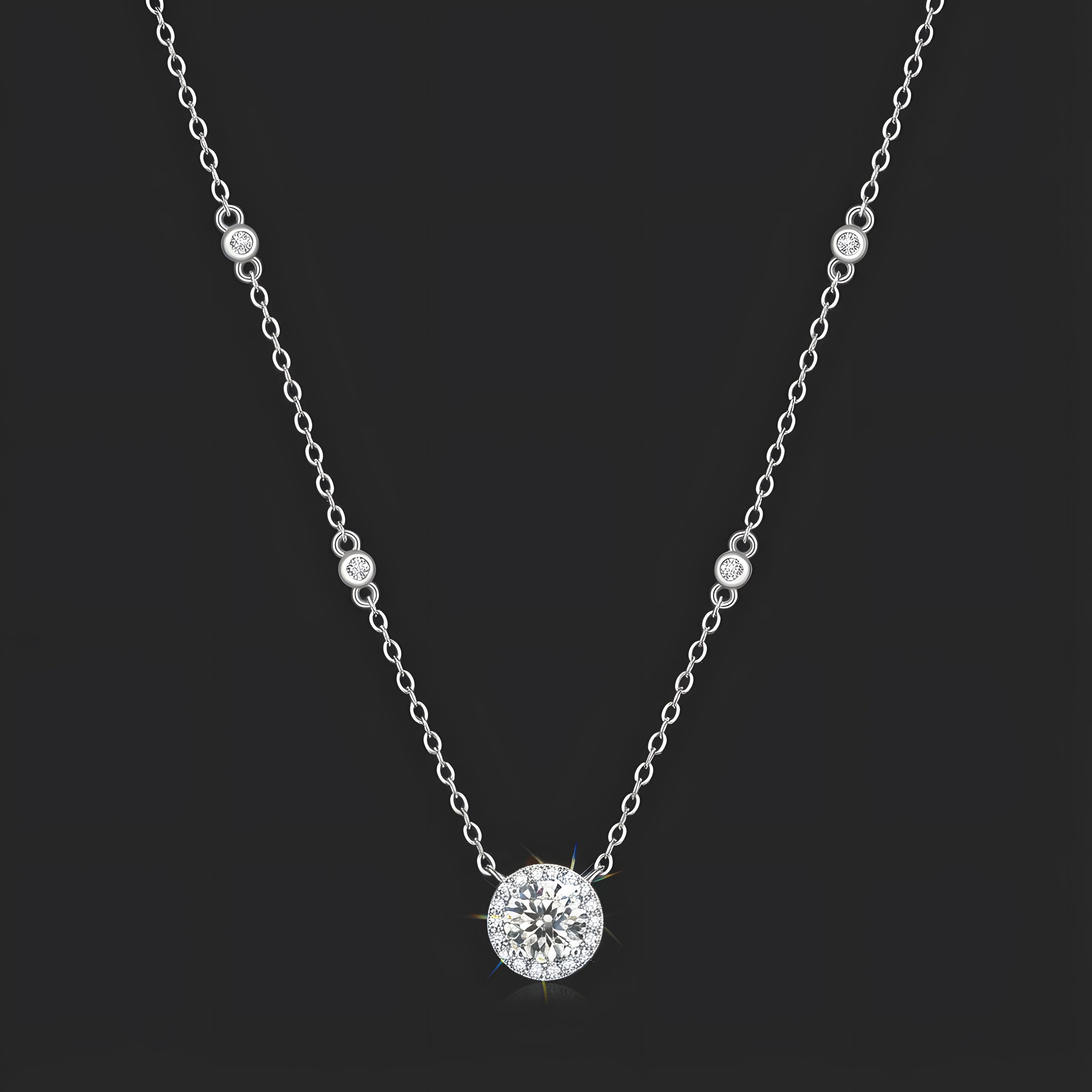 Scintillement des Étoiles Collier Pendentif Moissanite en Argent S925
