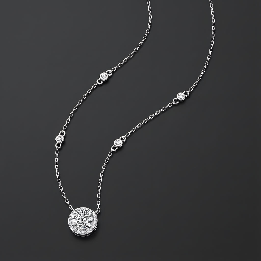 Scintillement des Étoiles Collier Pendentif Moissanite en Argent S925
