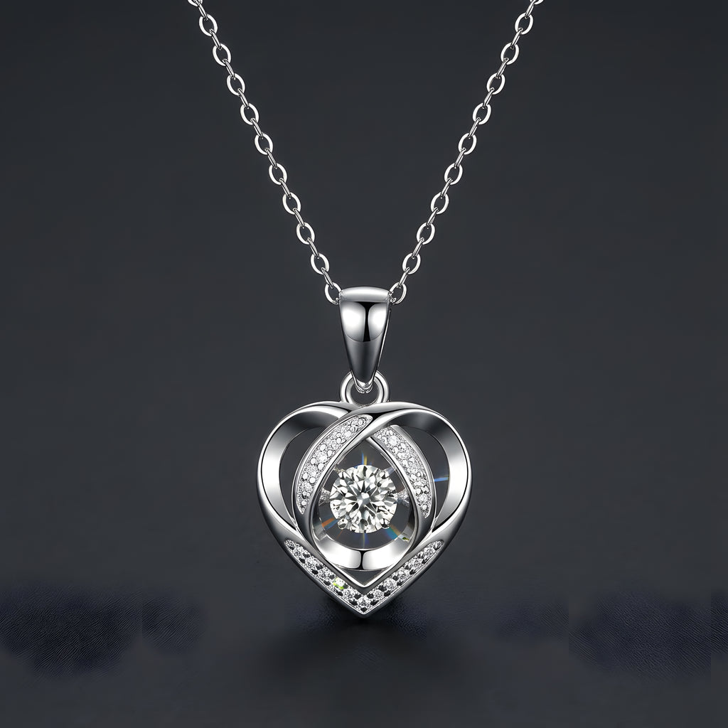 Avec Toi dans Mon Cœur Collier Pendentif Moissanite en Argent S925