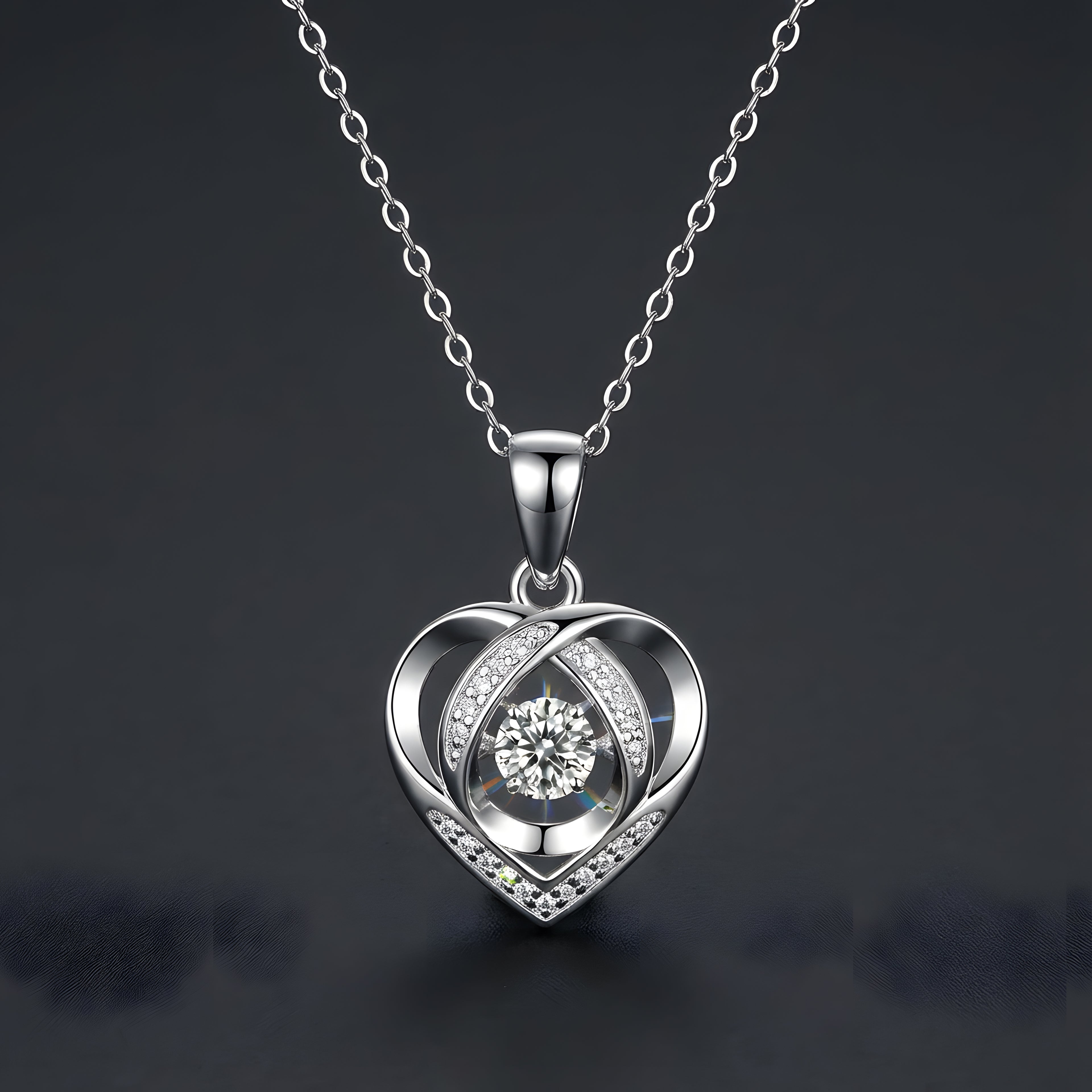 Avec Toi dans Mon Cœur Collier Pendentif Moissanite en Argent S925