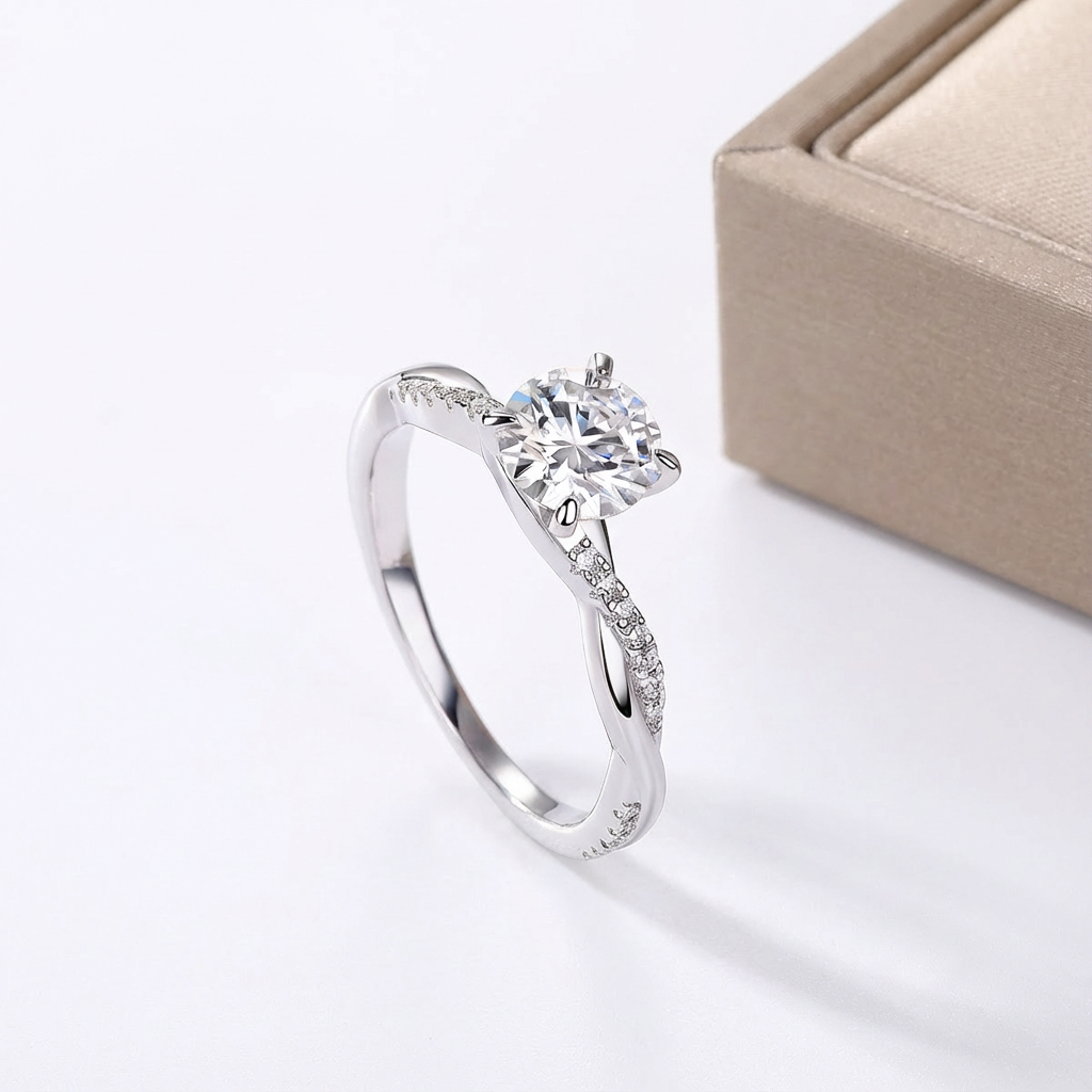 Dans l’Attente de Ton Retour Bague Moissanite en Argent S925, 1 Carat