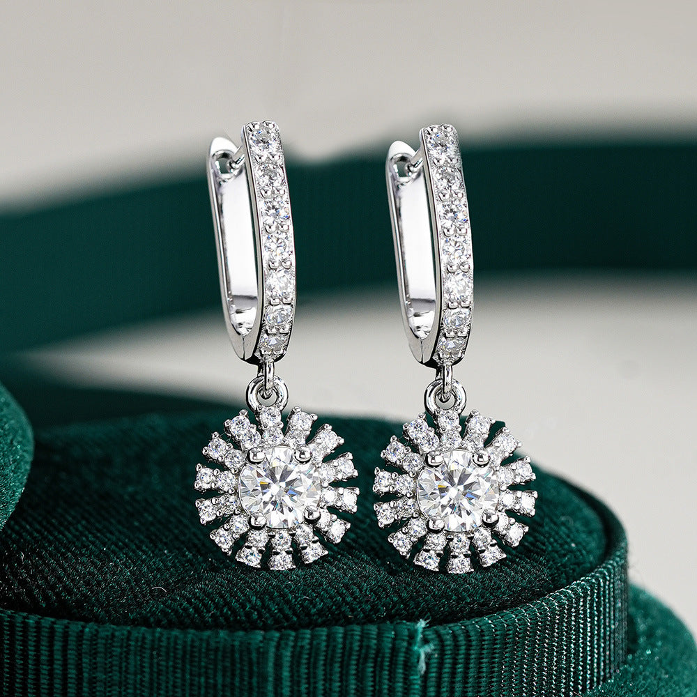 Boucles d’Oreilles Tournesol Florales Moissanite Plaquées