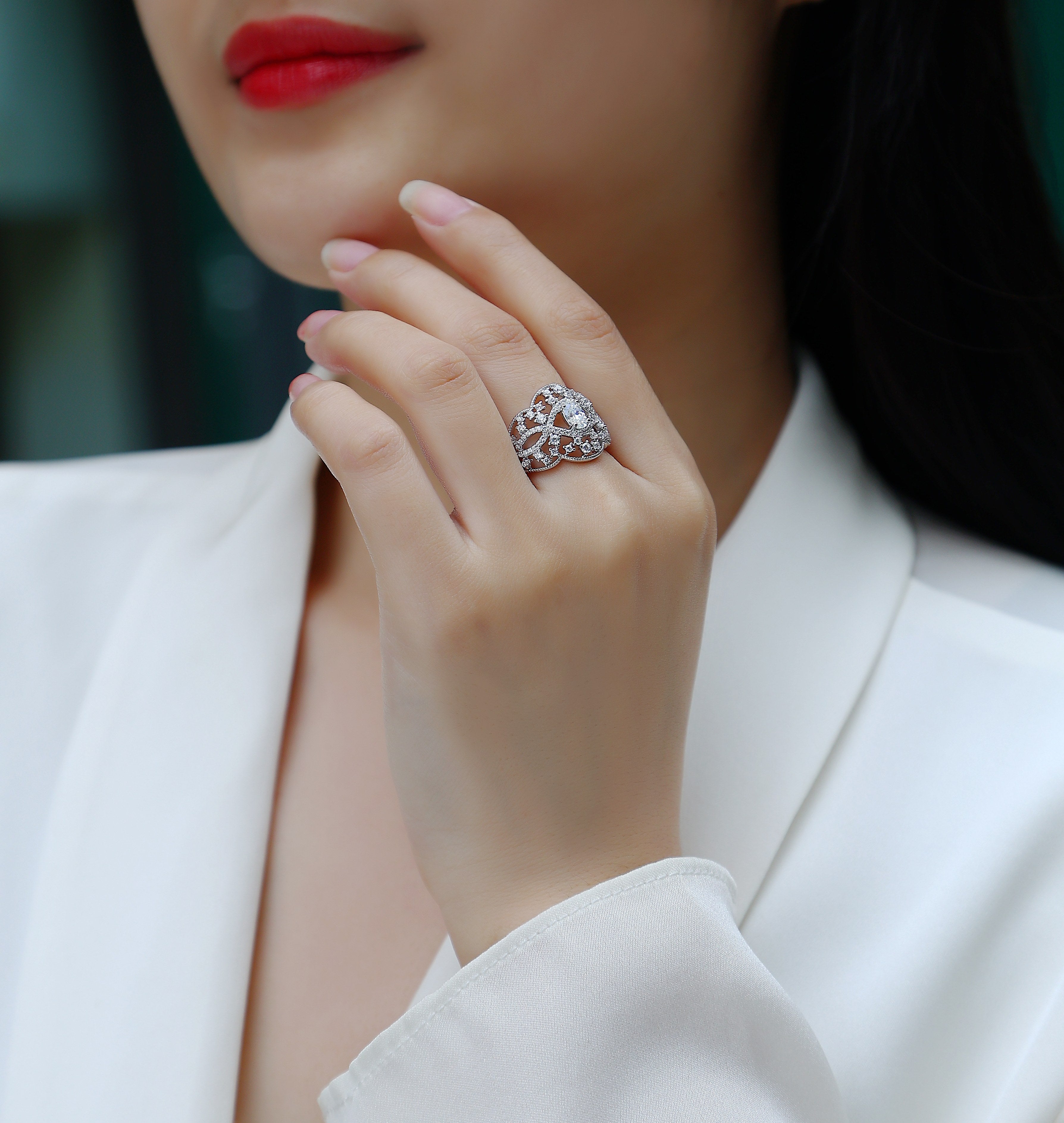 Valse au Clair de Lune Bague Moissanite en Argent S925