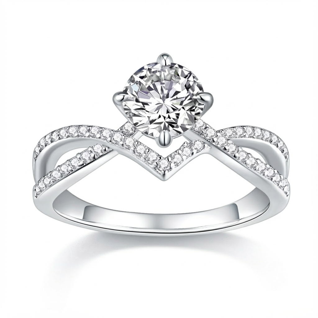 Vœu Sacré Bague Moissanite en Argent S925, 2 Carats