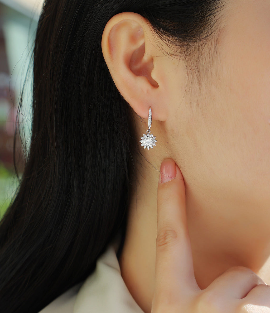 Cité de Splendeur Boucles d’Oreilles Moissanite en Argent S925