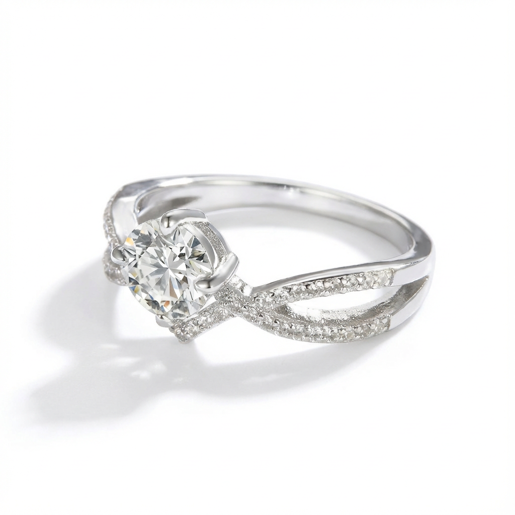Vœu Sacré Bague Moissanite en Argent S925, 2 Carats