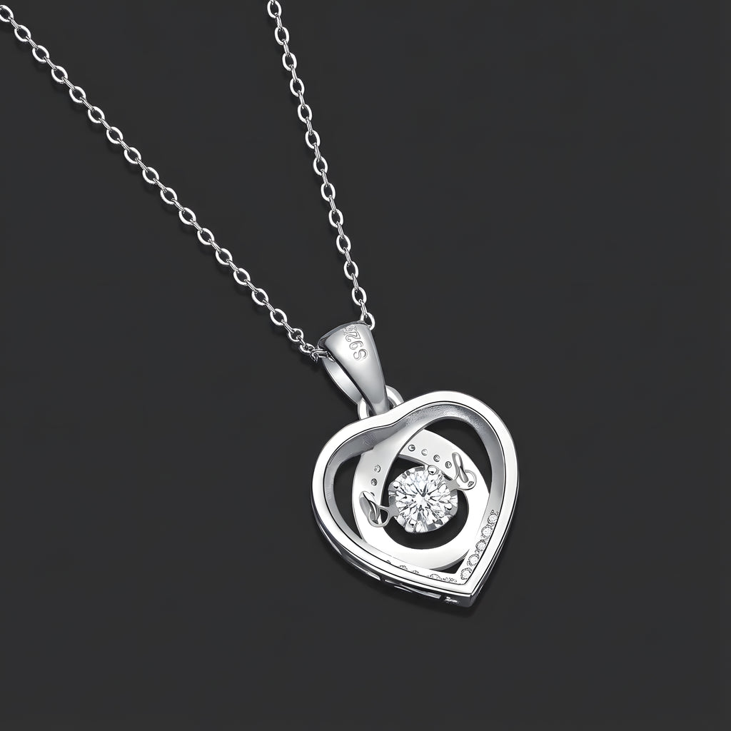 Avec Toi dans Mon Cœur Collier Pendentif Moissanite en Argent S925