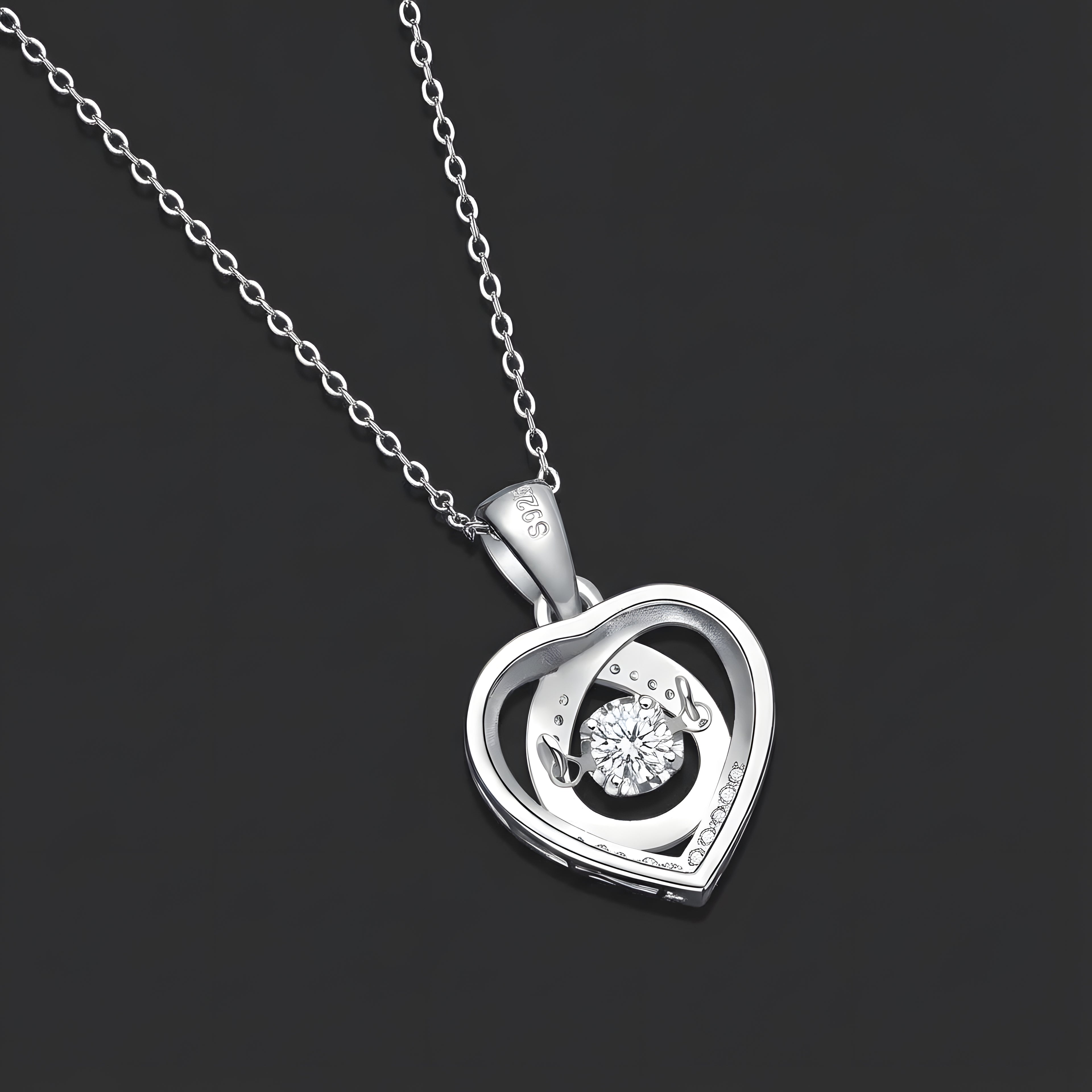 Avec Toi dans Mon Cœur Collier Pendentif Moissanite en Argent S925