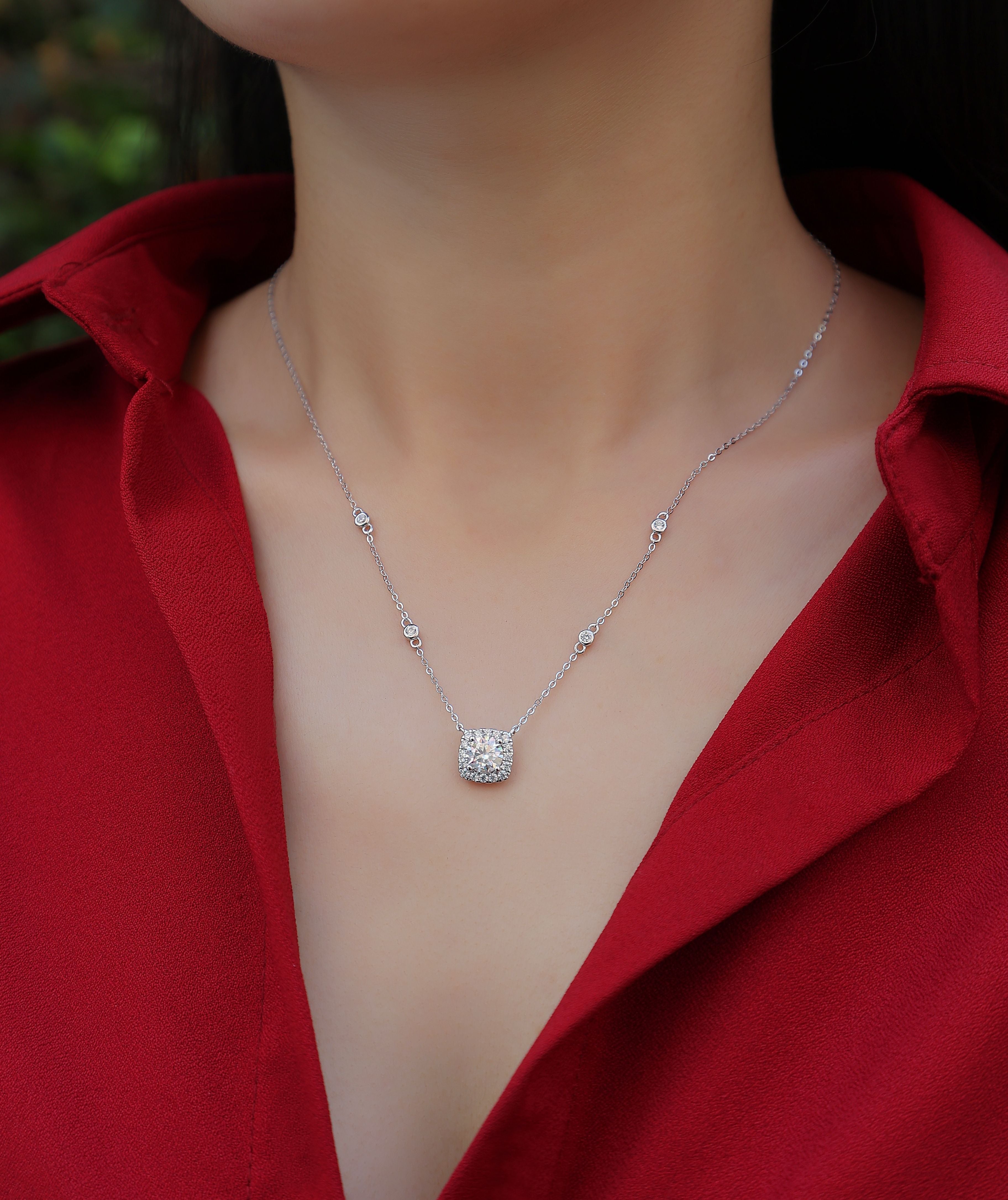 Le Destin dans les Rêves Collier Pendentif Moissanite en Argent S925