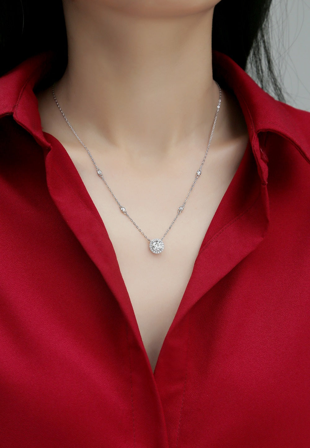 Scintillement des Étoiles Collier Pendentif Moissanite en Argent S925