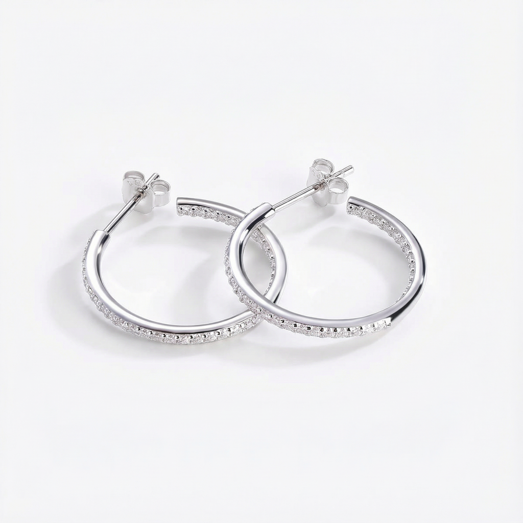 Ruban Boucles d’Oreilles Moissanite en Argent S925