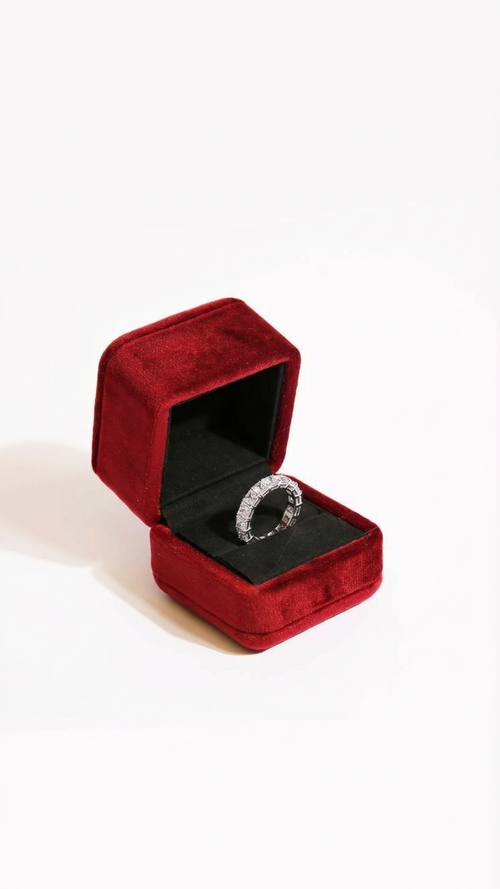 Bague Carrée Pavée en Diamant pour Femme en Argent Sterling 925