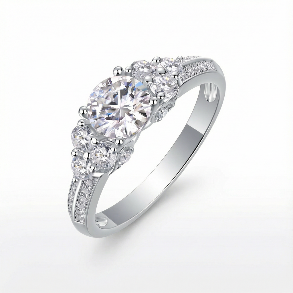Rêve Corail Bague Moissanite en Argent S925, 1 Carat