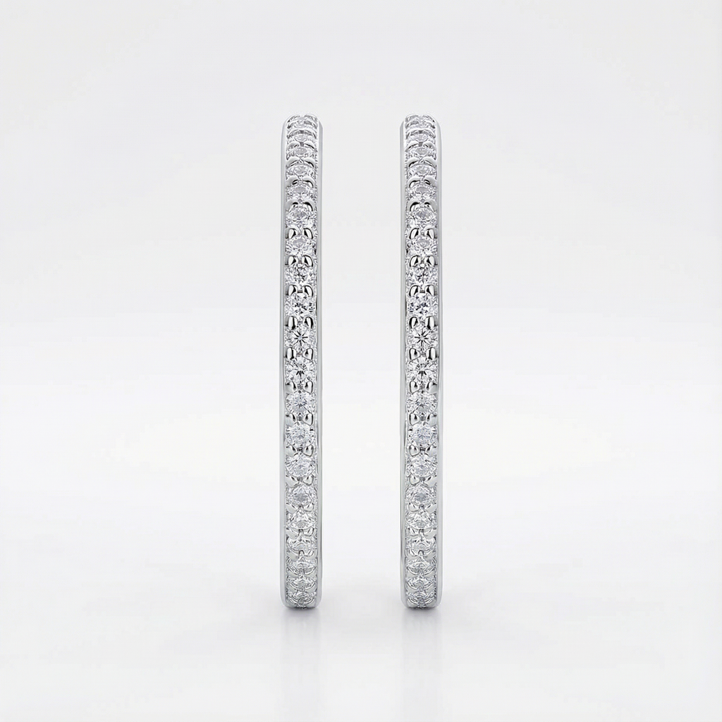 Ruban Boucles d’Oreilles Moissanite en Argent S925