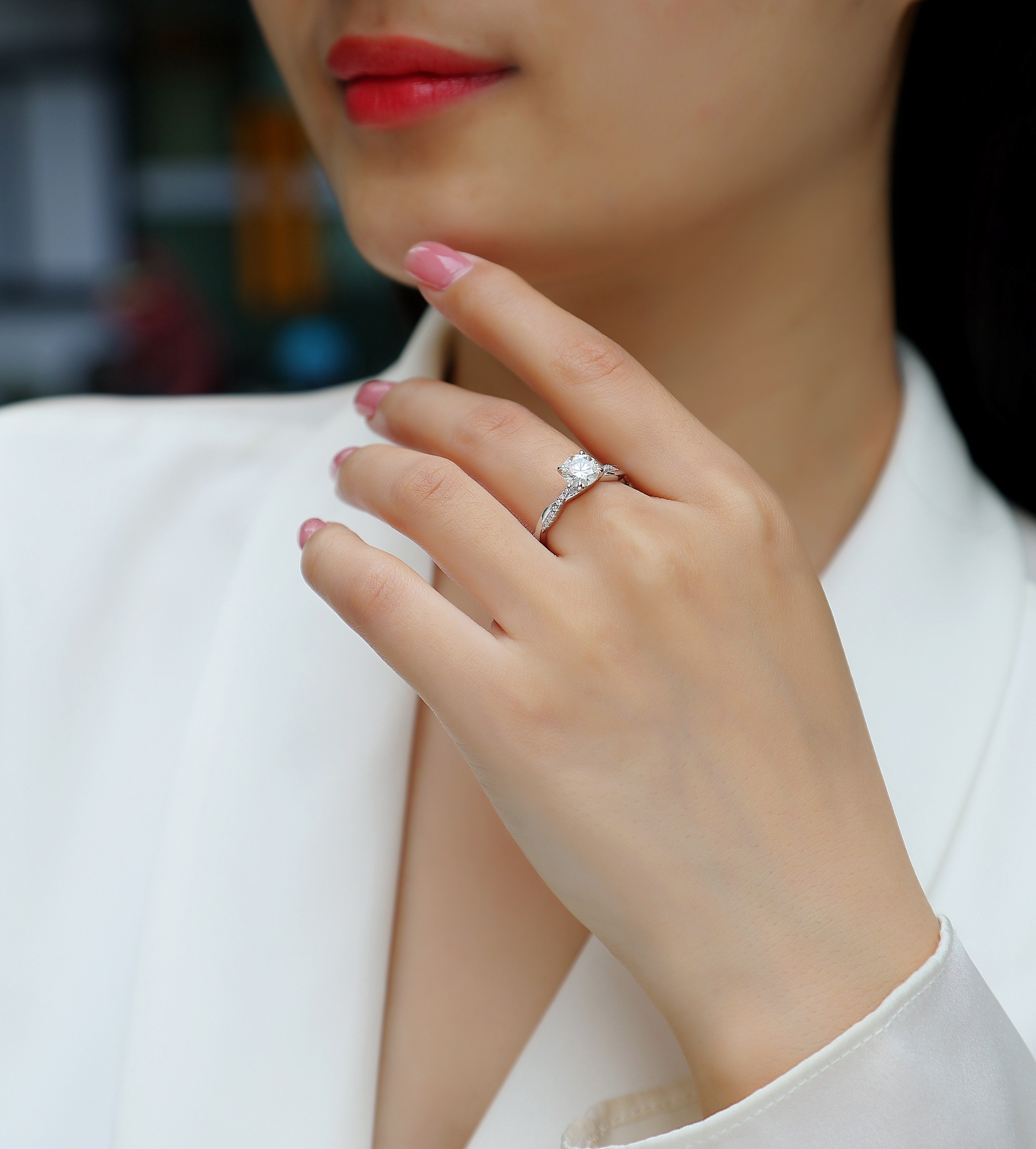 Dans l’Attente de Ton Retour Bague Moissanite en Argent S925, 1 Carat