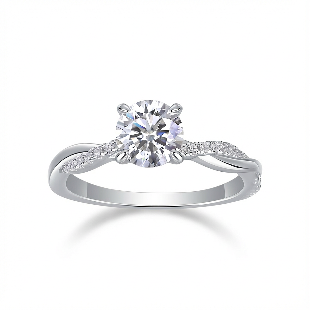 Dans l’Attente de Ton Retour Bague Moissanite en Argent S925, 1 Carat