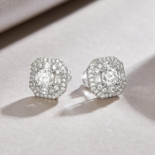 Après-midi d’Hiver Boucles d’Oreilles Moissanite 0,5 Carat en Argent S925