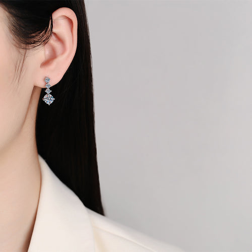 Boucles d’Oreilles Couronne Moissanite 1 Carat pour Femme en Argent 925, Style Coréen