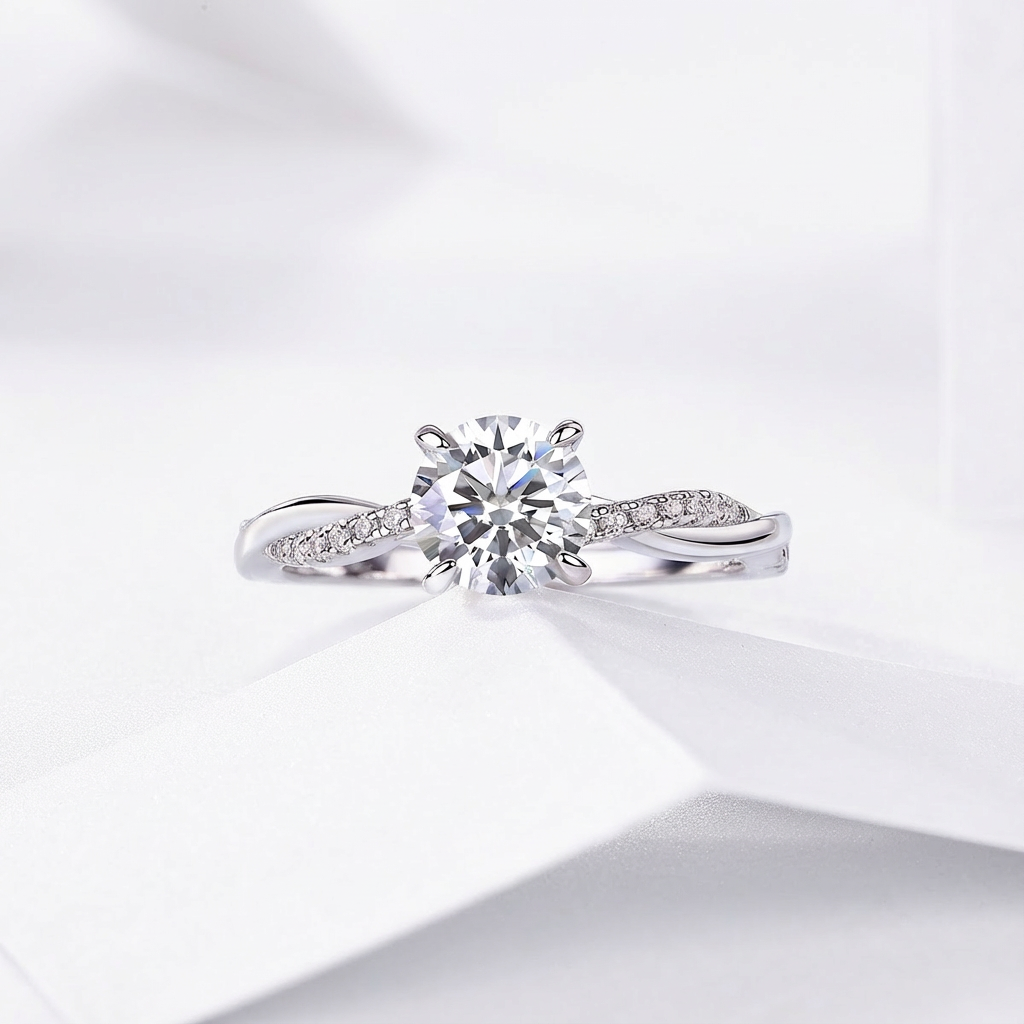 Dans l’Attente de Ton Retour Bague Moissanite en Argent S925, 1 Carat