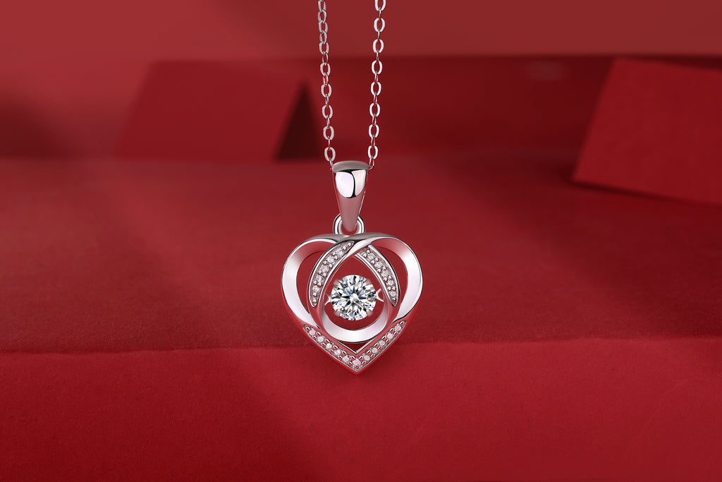 Avec Toi dans Mon Cœur Collier Pendentif Moissanite en Argent S925