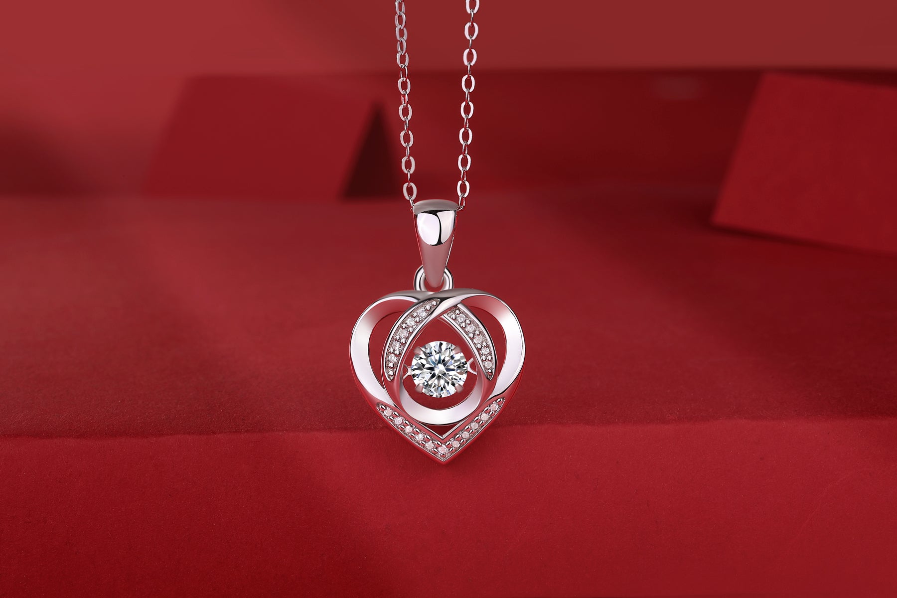 Avec Toi dans Mon Cœur Collier Pendentif Moissanite en Argent S925
