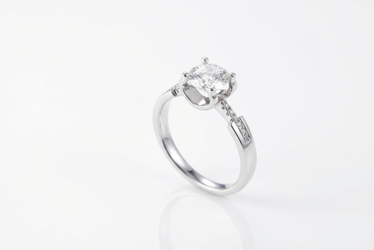 Bouclier de Lumière Bague Moissanite en Argent S925, 1 Carat