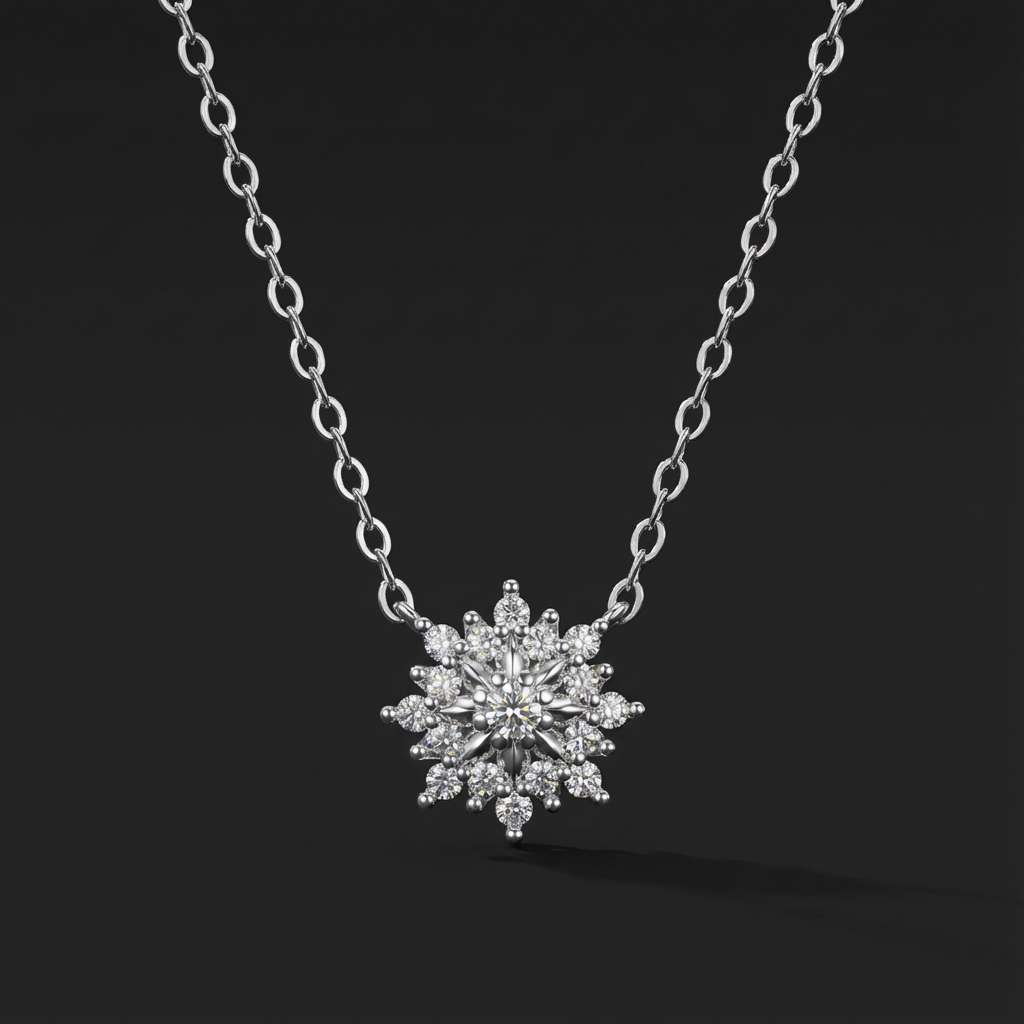 Pendentif Tournesol Mode Moissanite en Argent