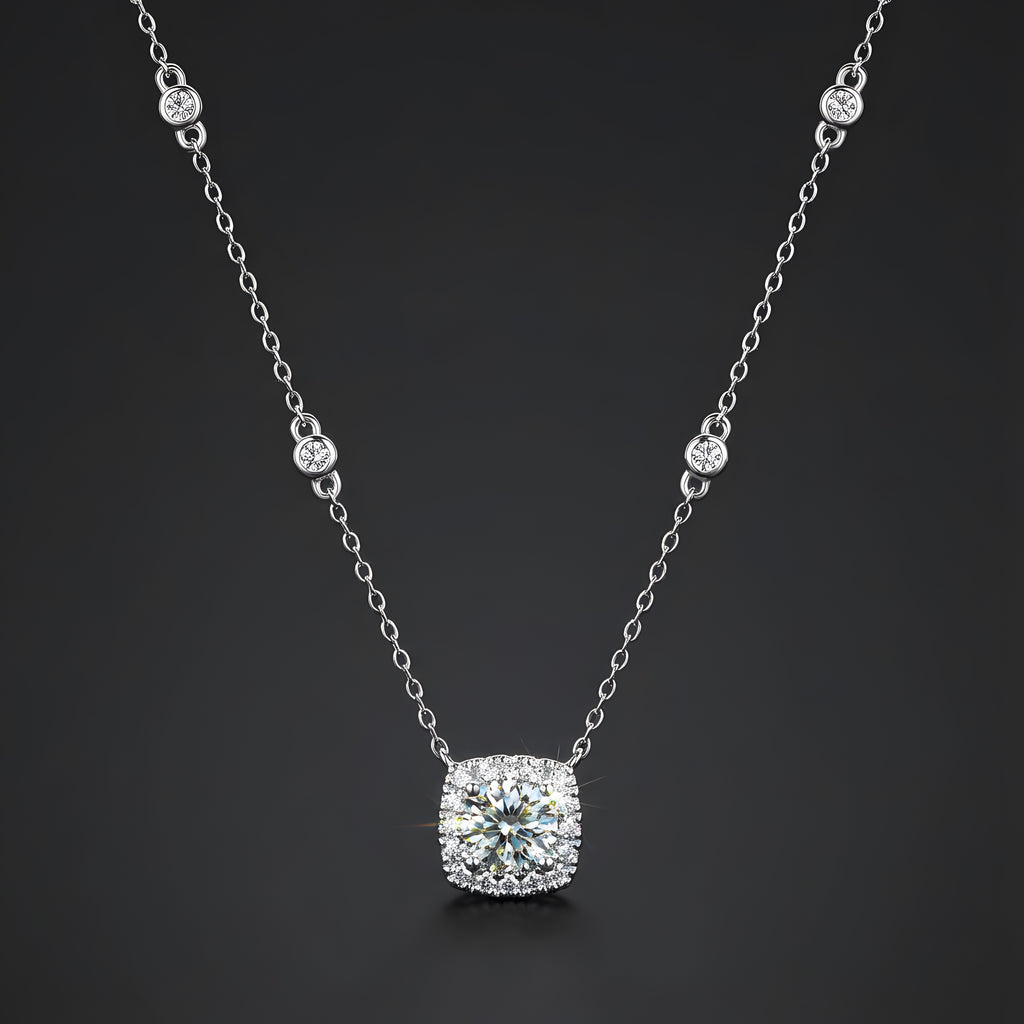 Le Destin dans les Rêves Collier Pendentif Moissanite en Argent S925