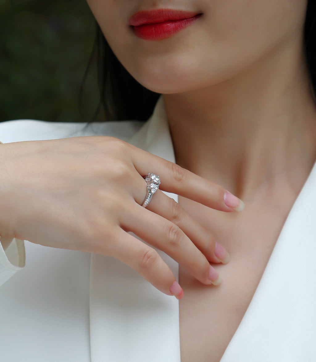 Rêve Corail Bague Moissanite en Argent S925, 1 Carat