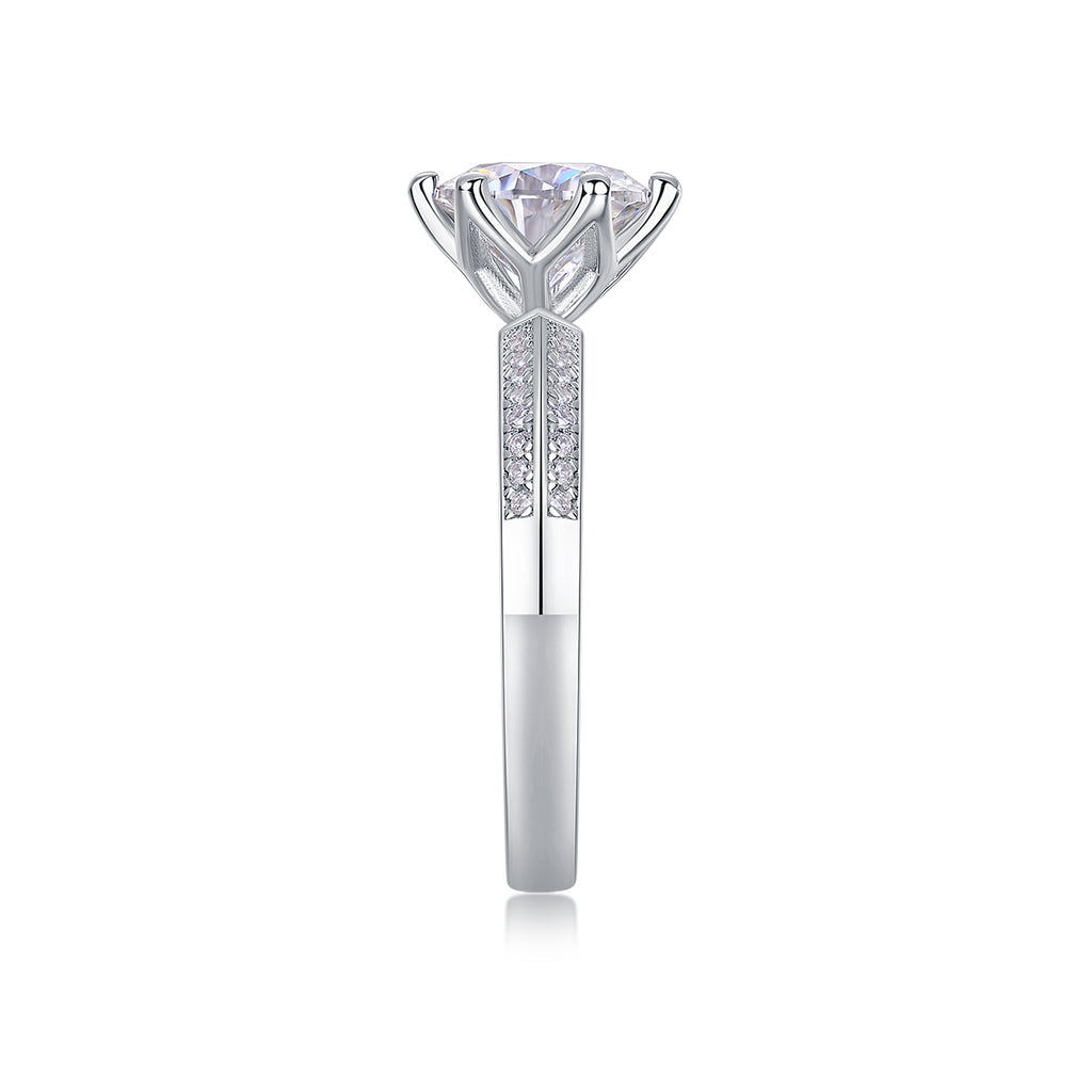 Bonheur Comme Une Fleur Bague Moissanite en Argent S925, 1 Carat