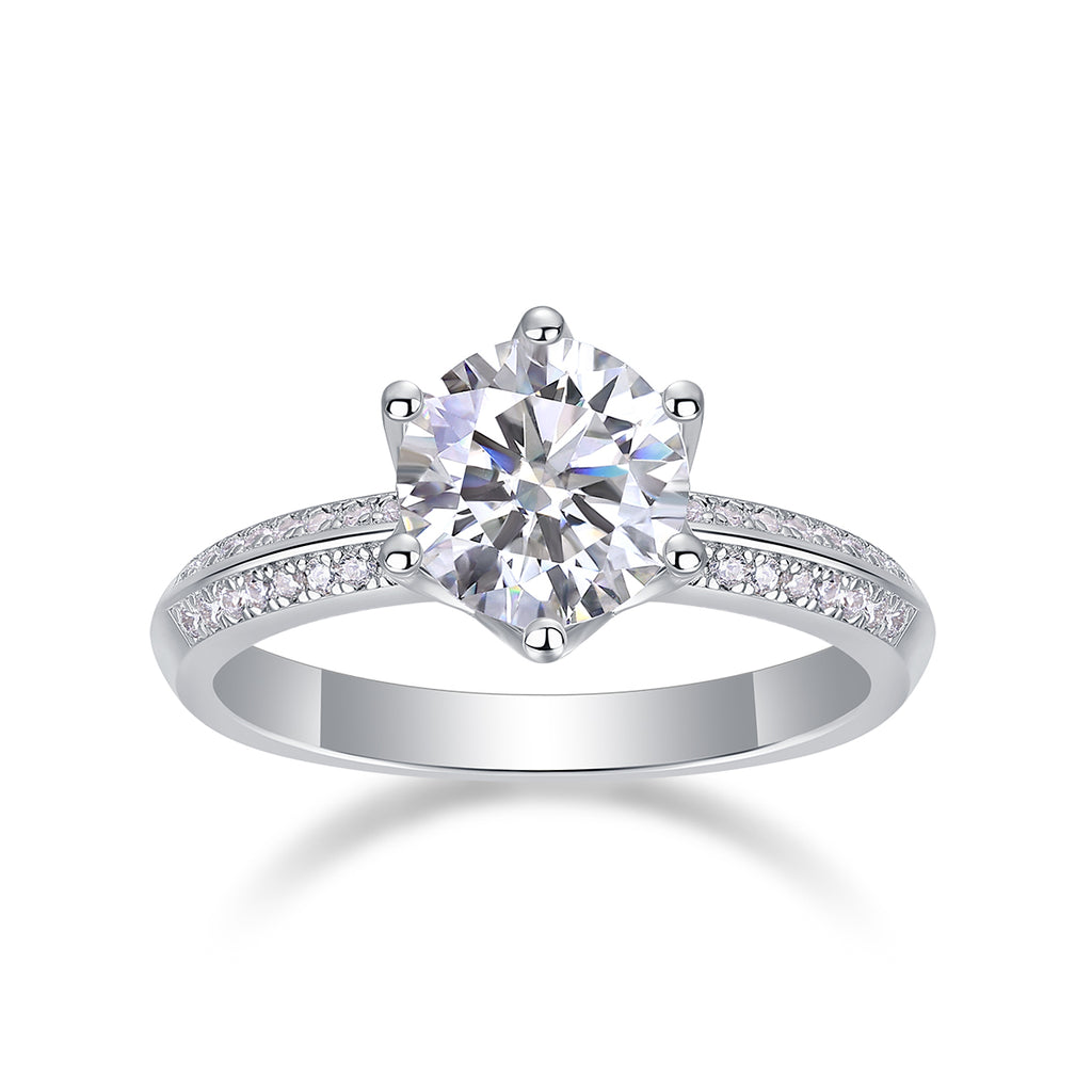 Bonheur Comme Une Fleur Bague Moissanite en Argent S925, 1 Carat