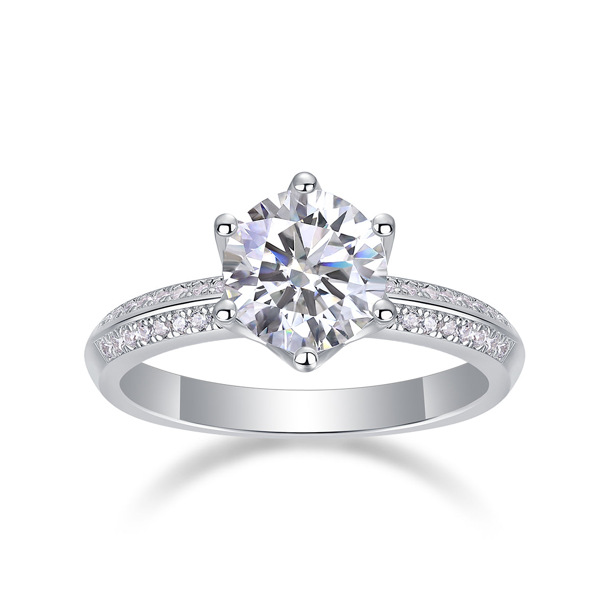 Bonheur Comme Une Fleur Bague Moissanite en Argent S925, 1 Carat